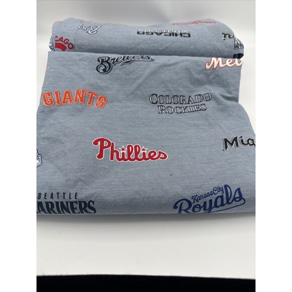 POTTERY BARN TEEN MLB National League Baseball Logo FULL Flat Sheet - Picture 7 of 7